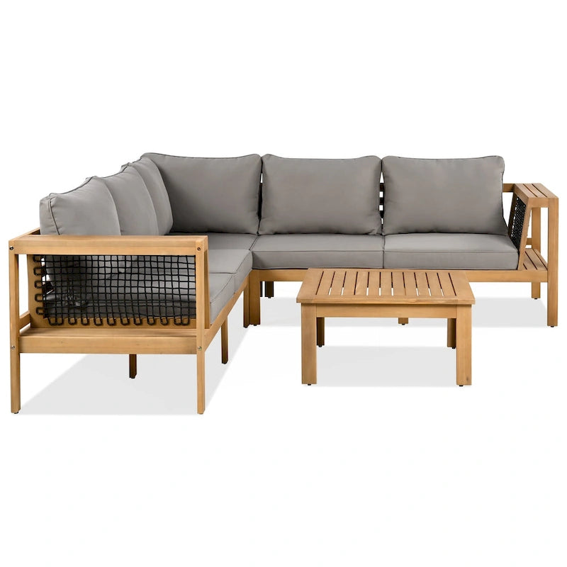Ensemble de canapé d'extérieur 4 pièces en bois d'acacia