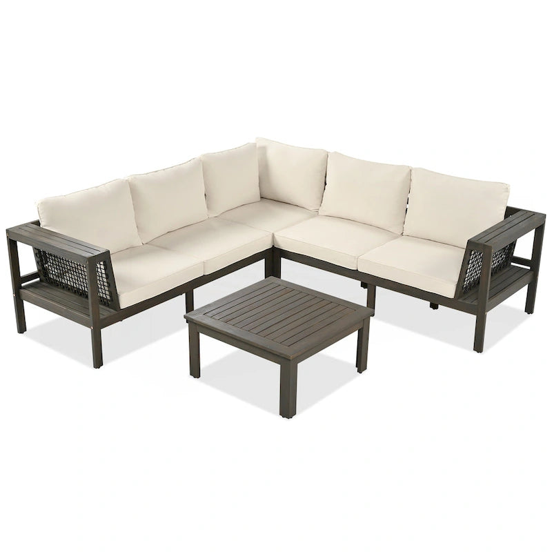 Ensemble de canapé d'extérieur 4 pièces en bois d'acacia
