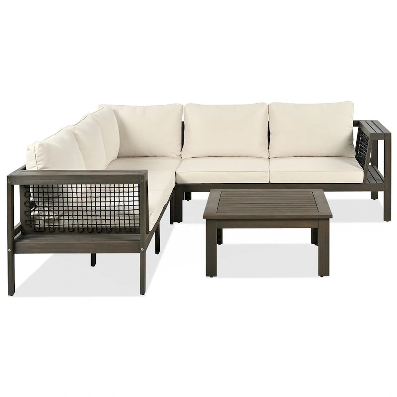 Ensemble de canapé d'extérieur 4 pièces en bois d'acacia