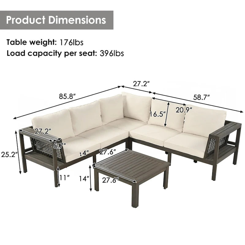 Ensemble de canapé d'extérieur 4 pièces en bois d'acacia
