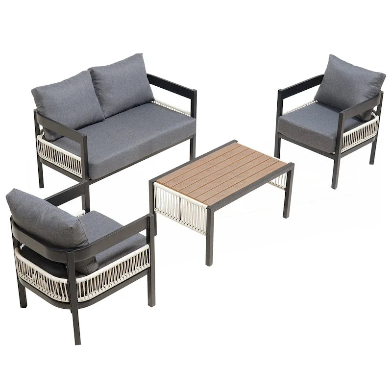 Ensemble de canapé en fer d'extérieur multi-personnes avec table