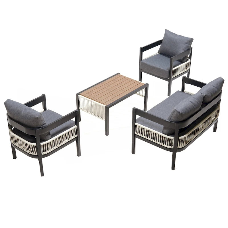 Ensemble de canapé en fer d'extérieur multi-personnes avec table