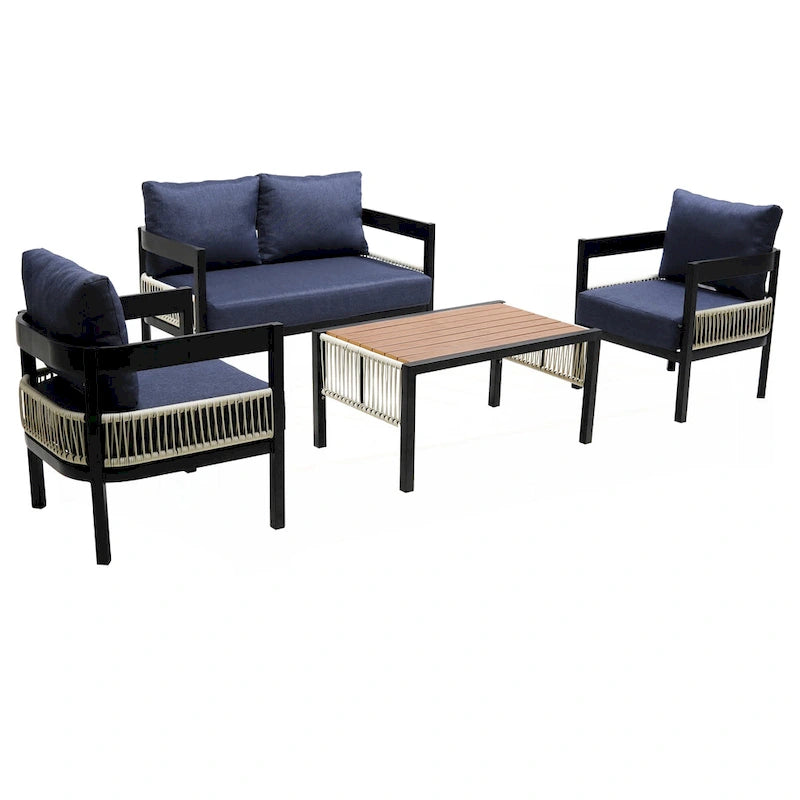 Ensemble de canapé en fer d'extérieur multi-personnes avec table