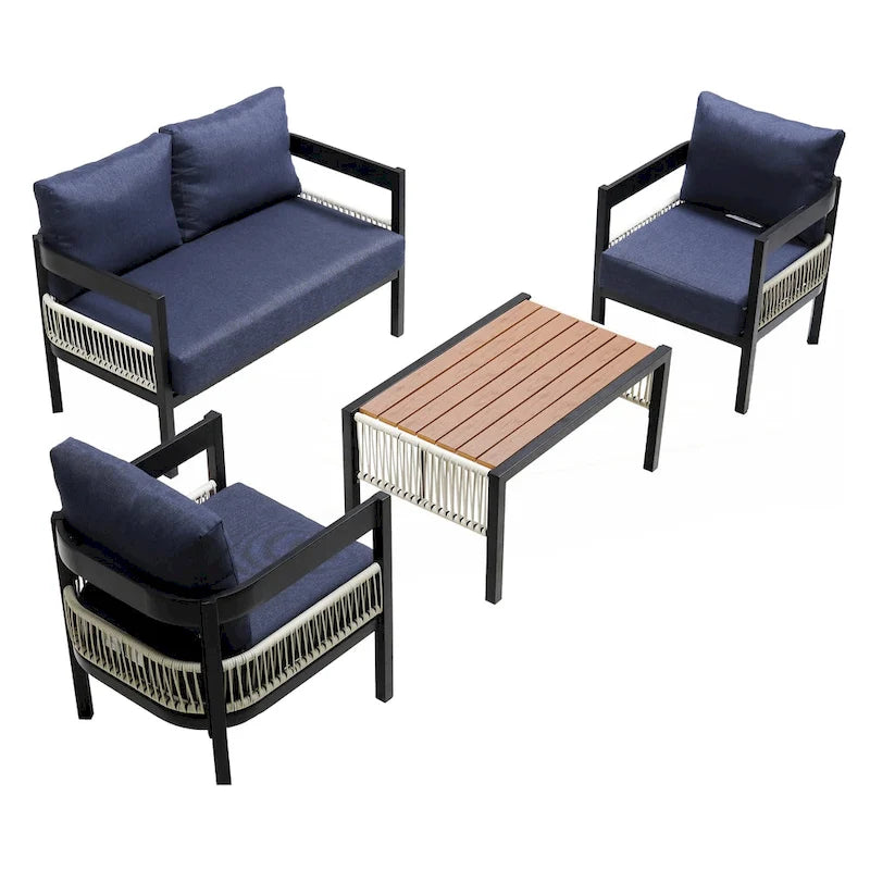 Ensemble de canapé en fer d'extérieur multi-personnes avec table
