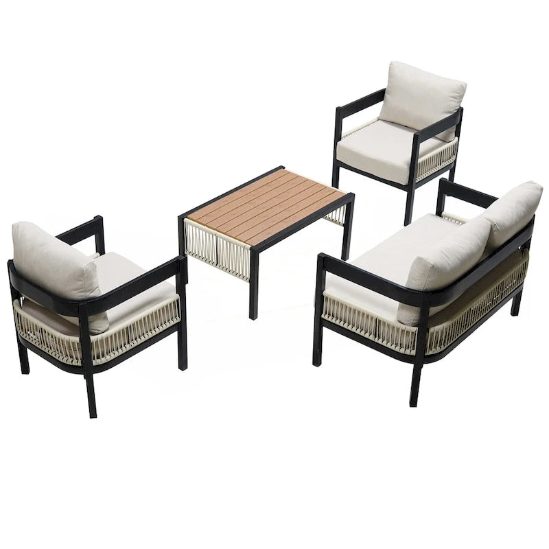 Ensemble de canapé en fer d'extérieur multi-personnes avec table