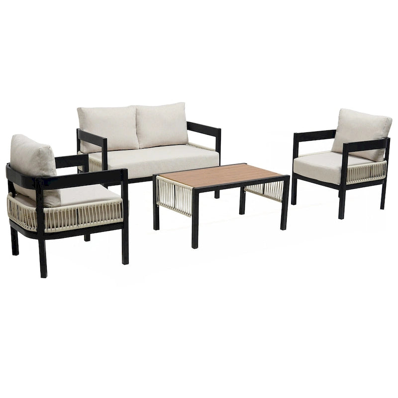 Ensemble de canapé en fer d'extérieur multi-personnes avec table