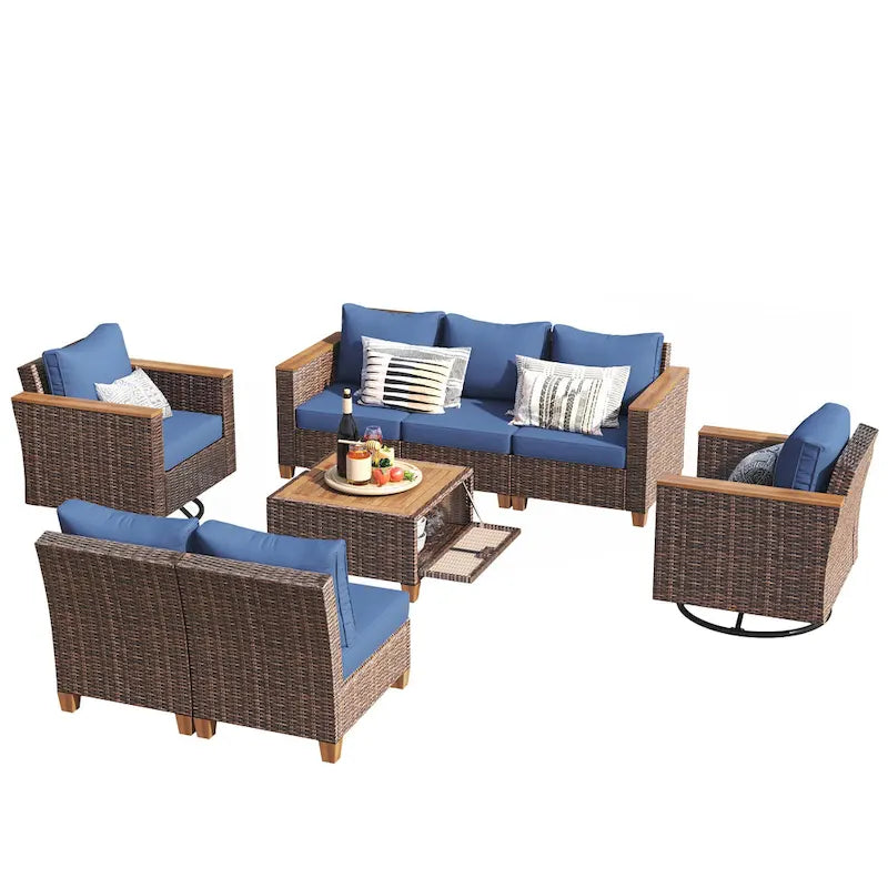 Ensemble de mobilier de patio en osier 8 pièces