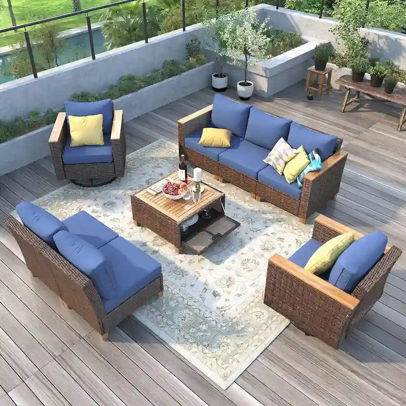 Ensemble de mobilier de patio en osier 8 pièces
