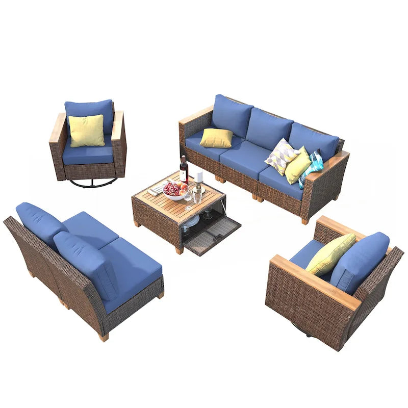 Ensemble de mobilier de patio en osier 8 pièces
