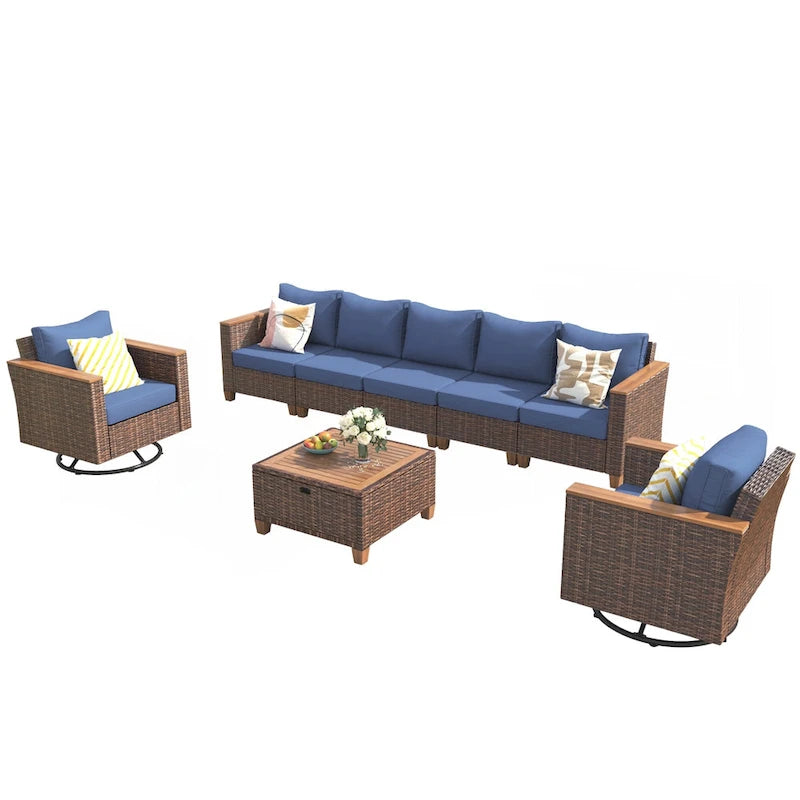 Ensemble de mobilier de patio en osier 8 pièces