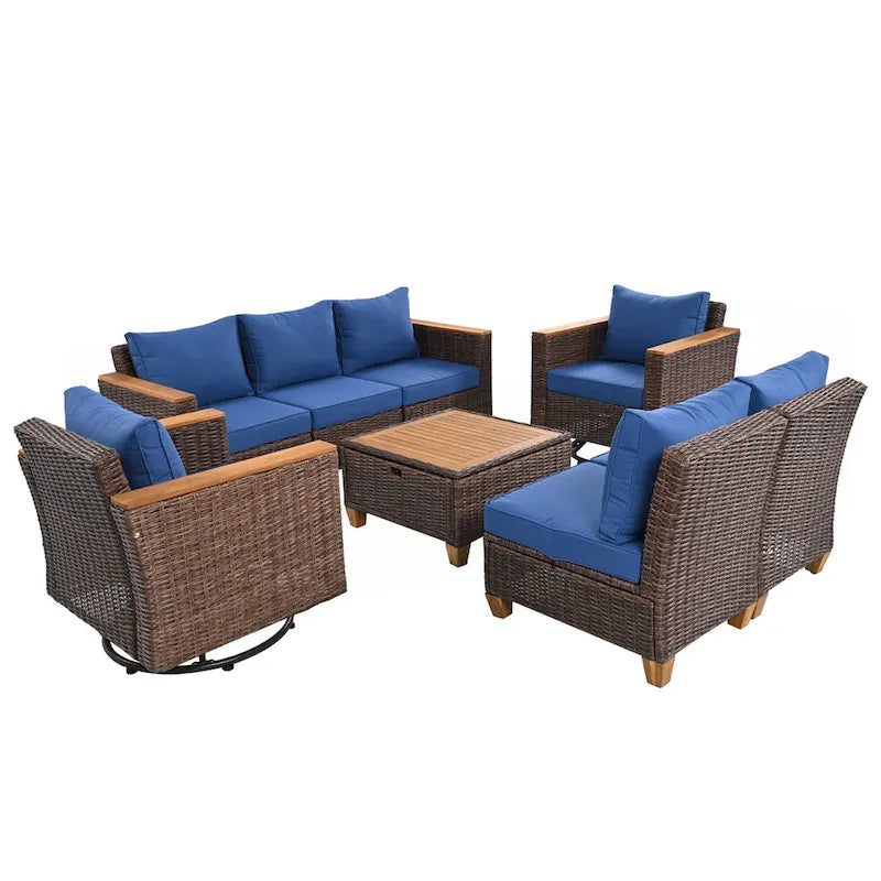 Ensemble de mobilier de patio en osier 8 pièces