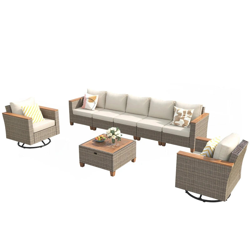 Ensemble de mobilier de patio en osier 8 pièces