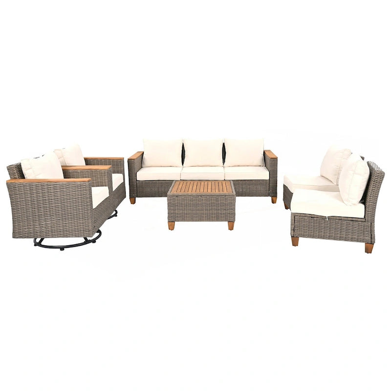 Ensemble de mobilier de patio en osier 8 pièces