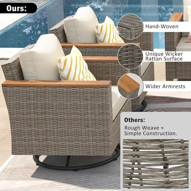 Ensemble de mobilier de patio en osier 8 pièces