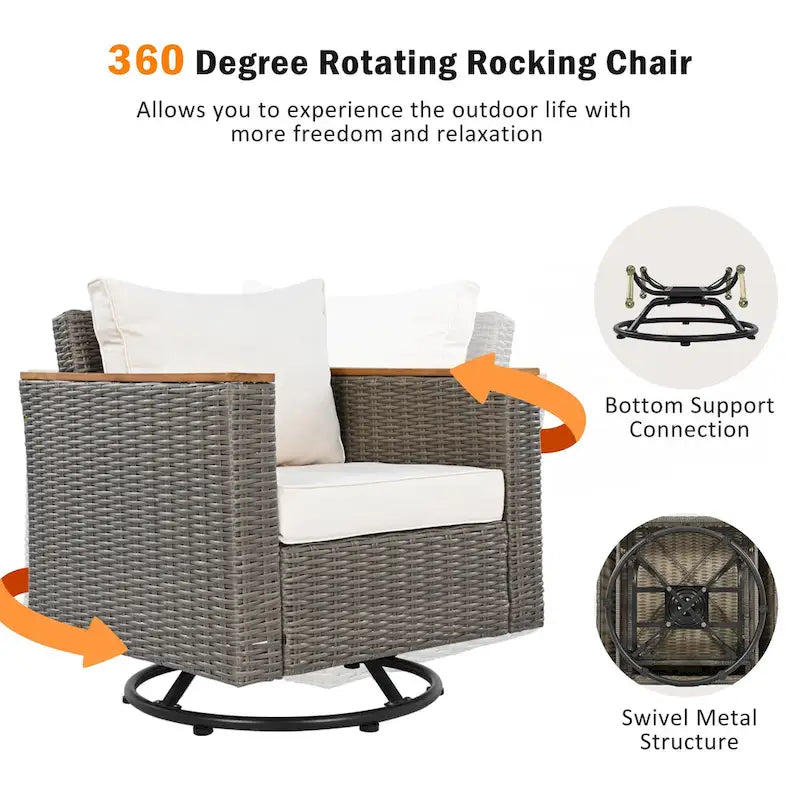 Ensemble de mobilier de patio en osier 8 pièces