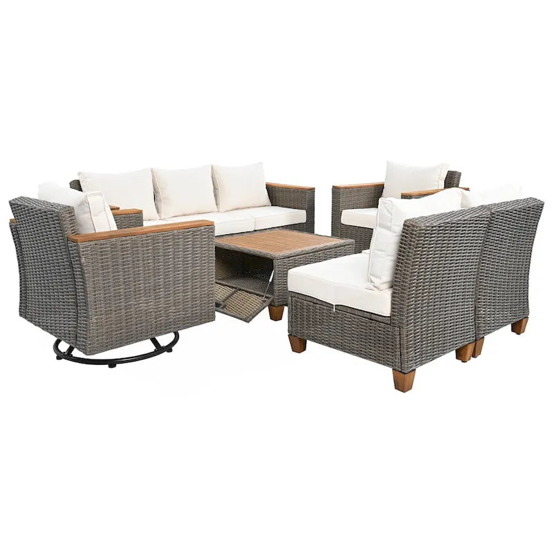 Ensemble de mobilier de patio en osier 8 pièces