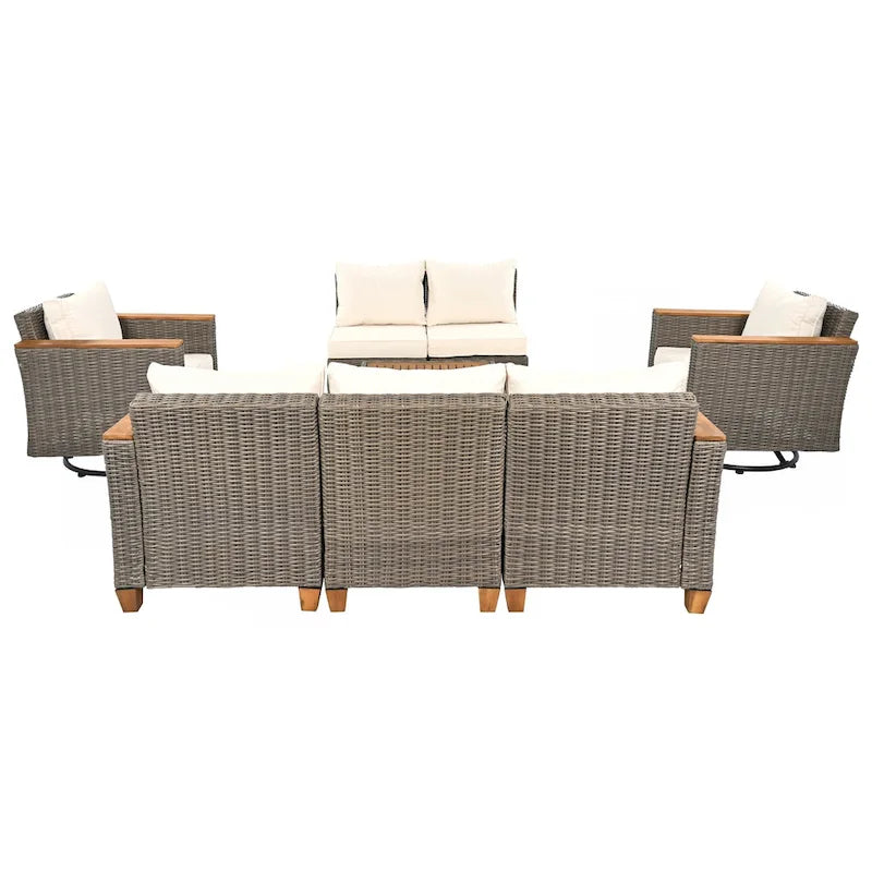 Ensemble de mobilier de patio en osier 8 pièces
