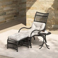 Roomfitters Ensemble de mobilier de patio en osier 3 pièces avec chaise longue, pouf et coussins pour jardin ou terrasse
