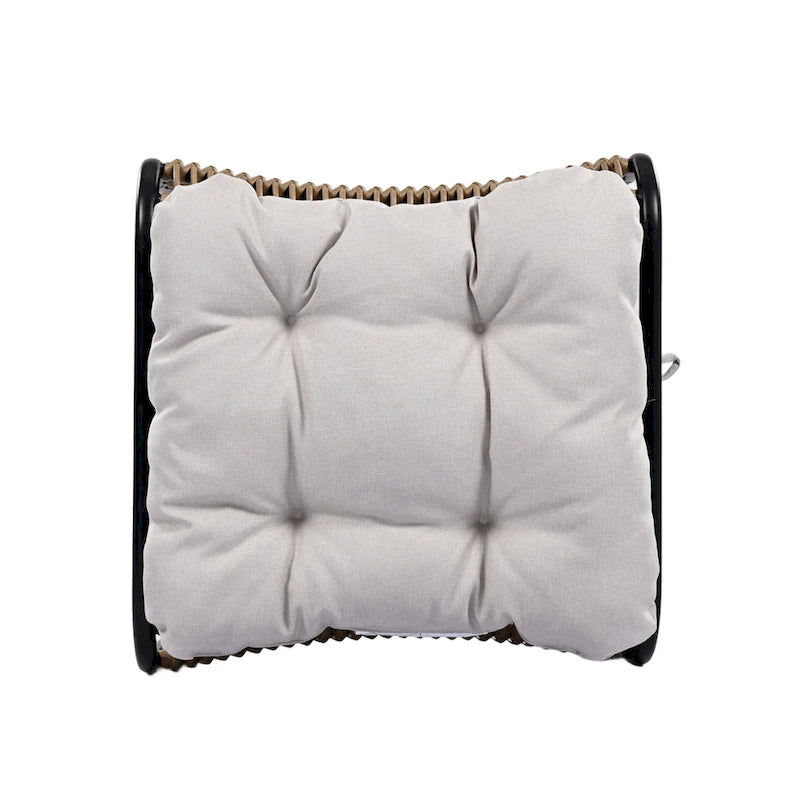 Roomfitters Ensemble de mobilier de patio en osier 3 pièces avec chaise longue, pouf et coussins pour jardin ou terrasse