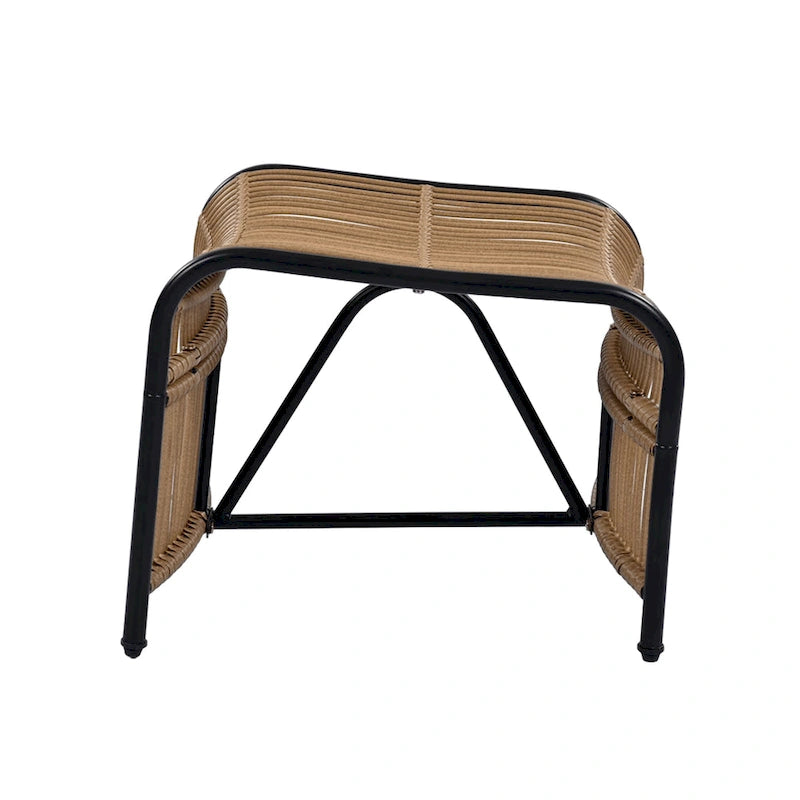 Roomfitters Ensemble de mobilier de patio en osier 3 pièces avec chaise longue, pouf et coussins pour jardin ou terrasse