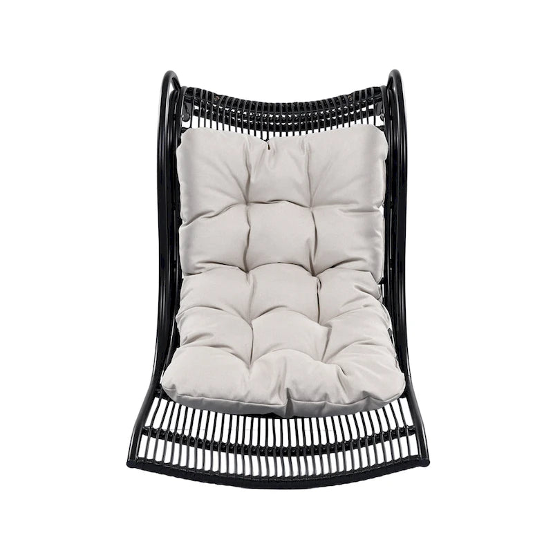 Roomfitters Ensemble de mobilier de patio en osier 3 pièces avec chaise longue, pouf et coussins pour jardin ou terrasse
