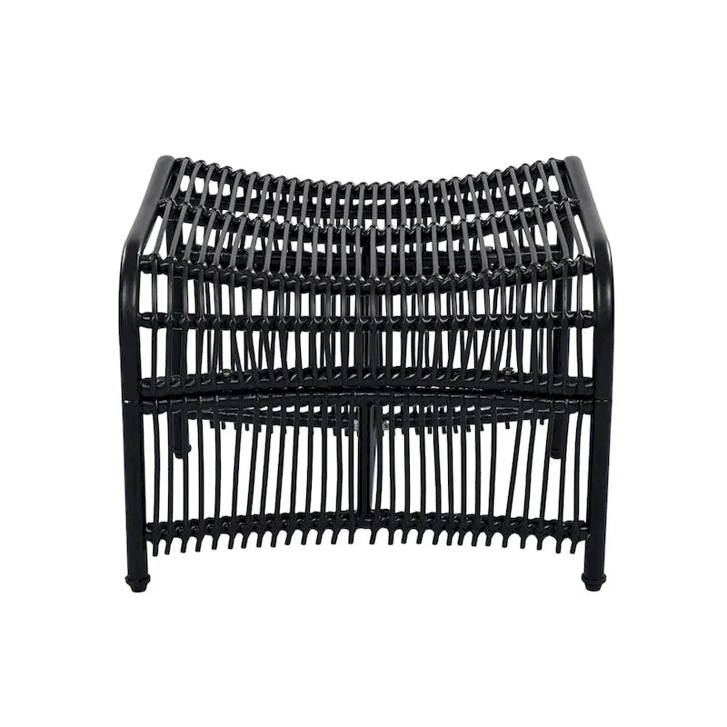 Roomfitters Ensemble de mobilier de patio en osier 3 pièces avec chaise longue, pouf et coussins pour jardin ou terrasse