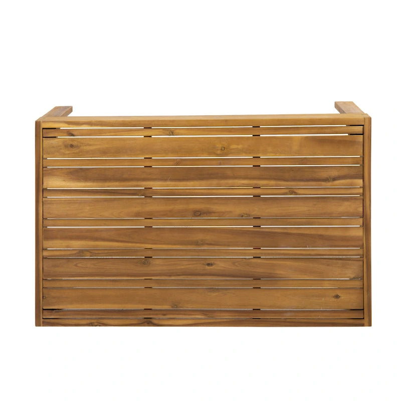 Ensemble de patio Roomfitters en bois d'acacia et osier avec causeuse, coussins et table basse, beige teck