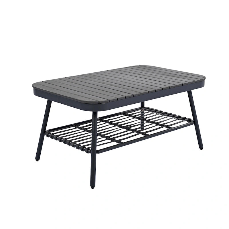 Roomfitters Salon de conversation de jardin 4 pièces avec dossier en corde tressée, coussins et chaises à structure métallique