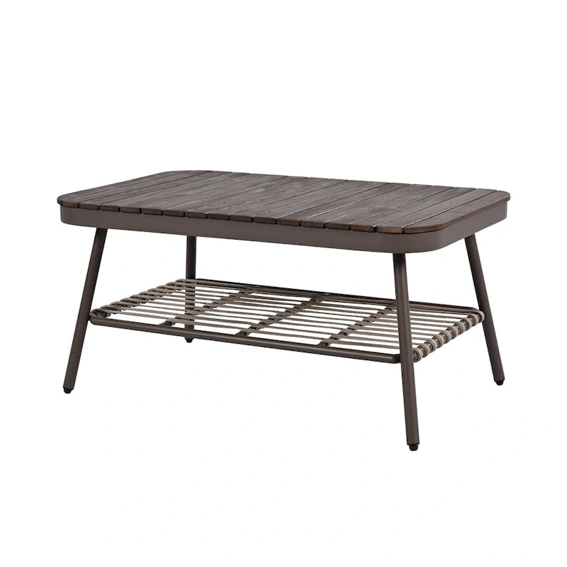 Roomfitters Salon de conversation de jardin 4 pièces avec dossier en corde tressée, coussins et chaises à structure métallique