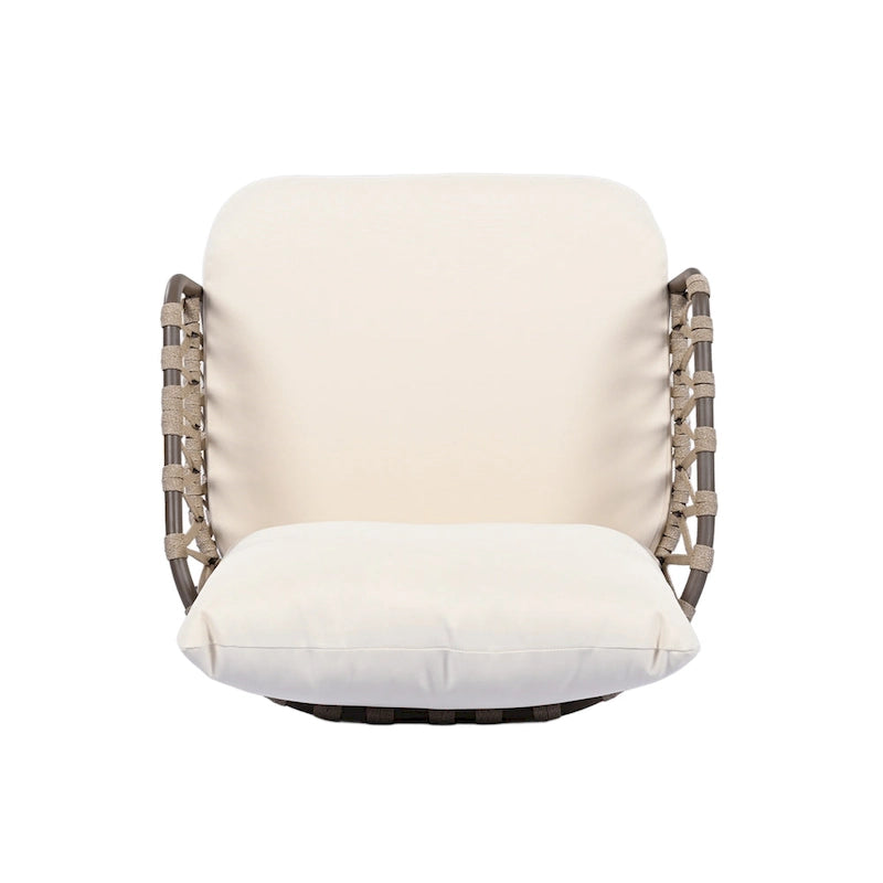 Roomfitters Salon de conversation de jardin 4 pièces avec dossier en corde tressée, coussins et chaises à structure métallique