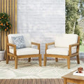 Lot de 2 fauteuils de jardin Roomfitters en bois d'acacia avec coussins imperméables pour véranda ou jardin, teck beige