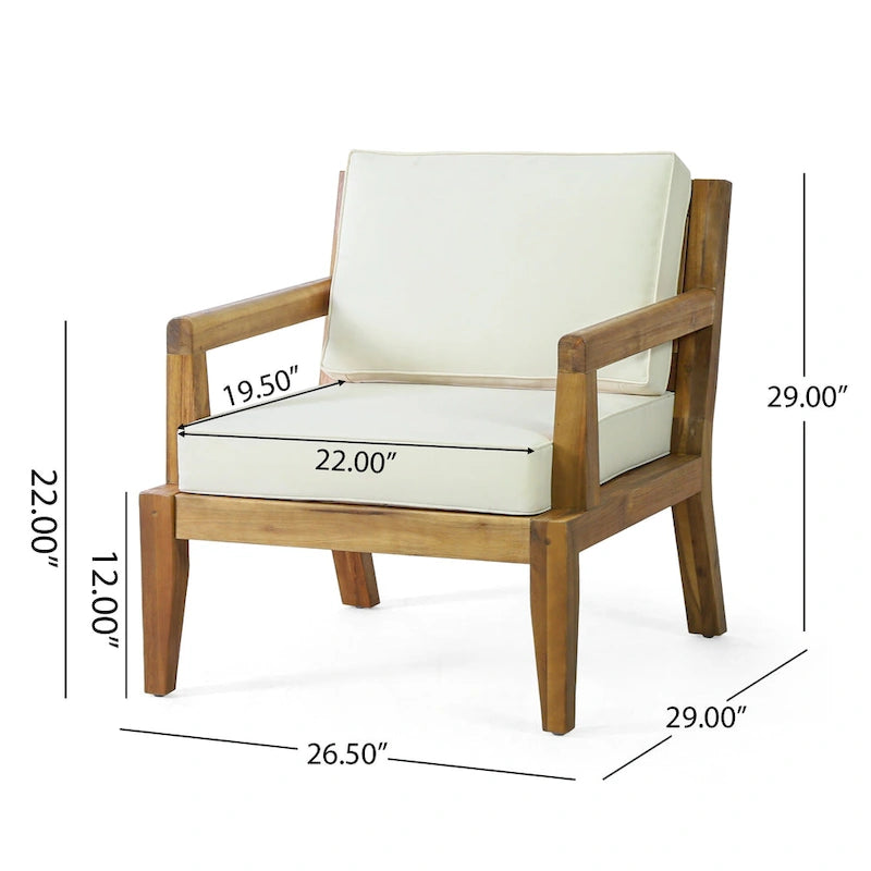 Lot de 2 fauteuils de jardin Roomfitters en bois d'acacia avec coussins imperméables pour véranda ou jardin, teck beige