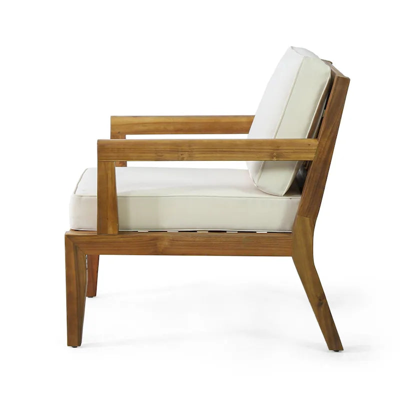 Lot de 2 fauteuils de jardin Roomfitters en bois d'acacia avec coussins imperméables pour véranda ou jardin, teck beige