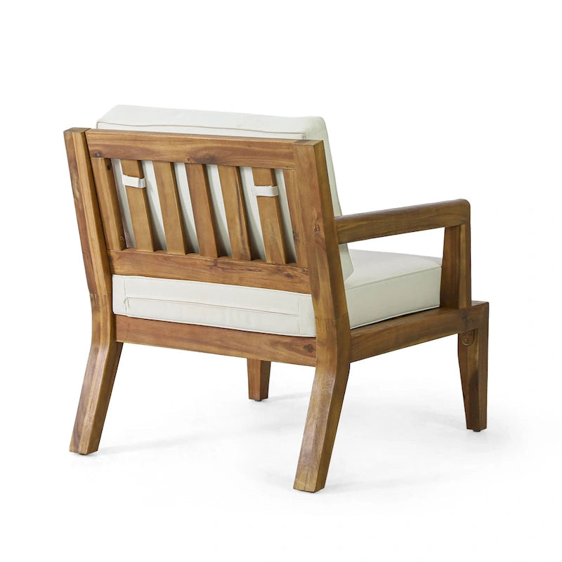 Lot de 2 fauteuils de jardin Roomfitters en bois d'acacia avec coussins imperméables pour véranda ou jardin, teck beige
