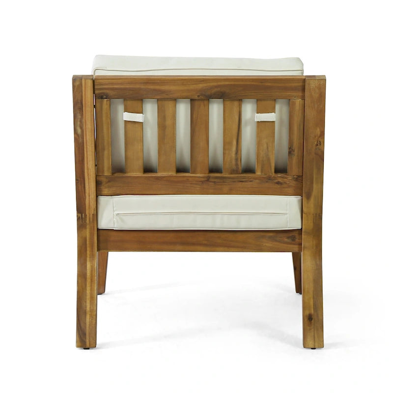 Lot de 2 fauteuils de jardin Roomfitters en bois d'acacia avec coussins imperméables pour véranda ou jardin, teck beige