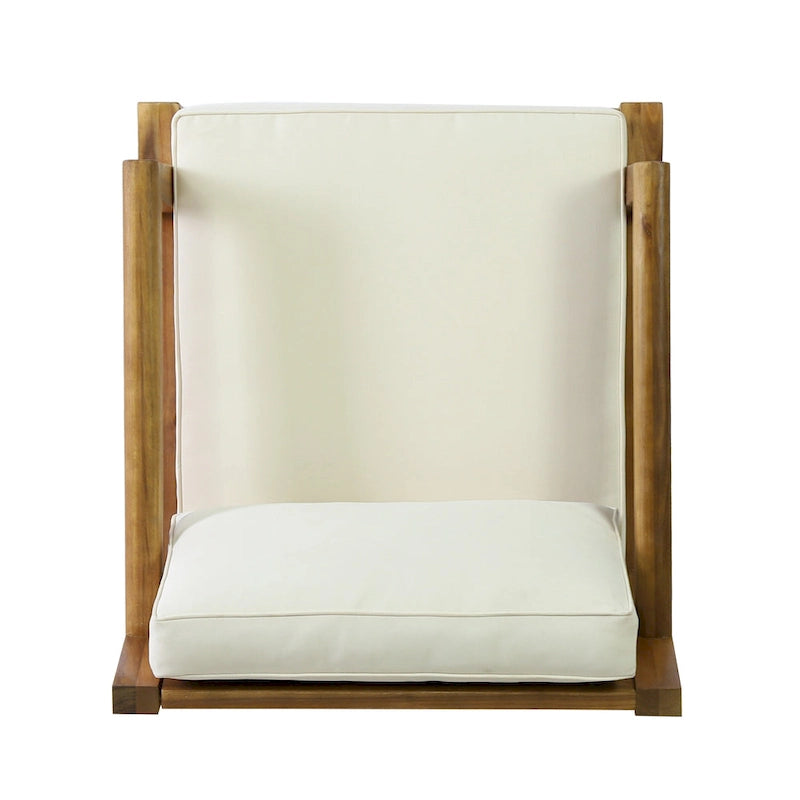 Lot de 2 fauteuils de jardin Roomfitters en bois d'acacia avec coussins imperméables pour véranda ou jardin, teck beige