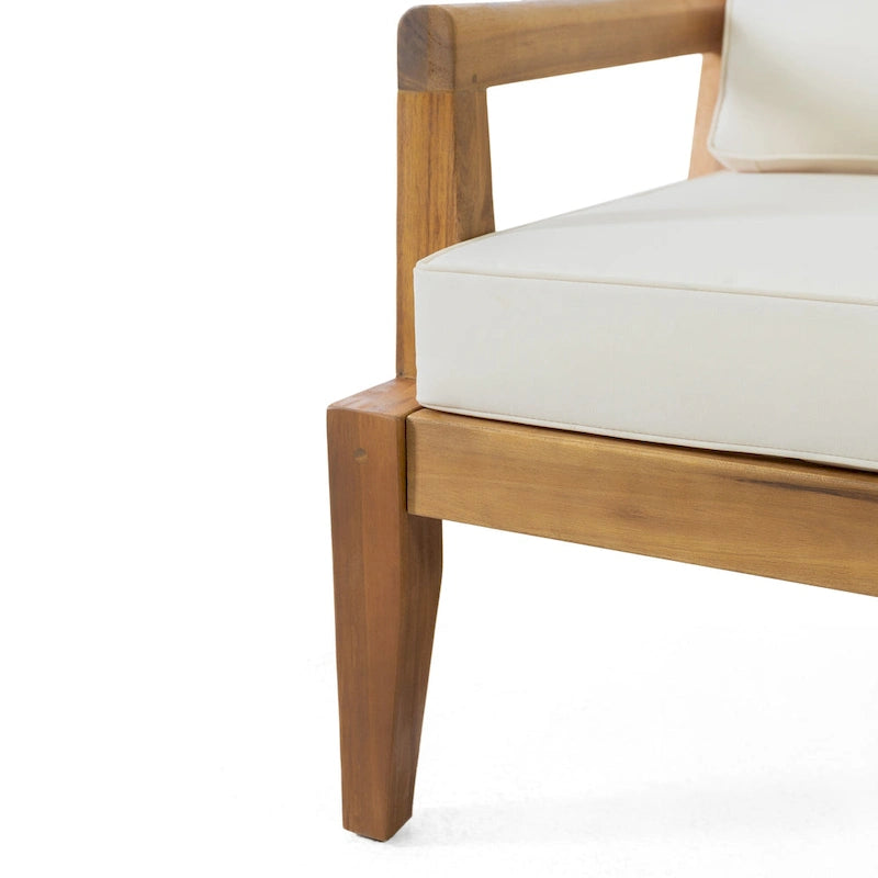 Lot de 2 fauteuils de jardin Roomfitters en bois d'acacia avec coussins imperméables pour véranda ou jardin, teck beige