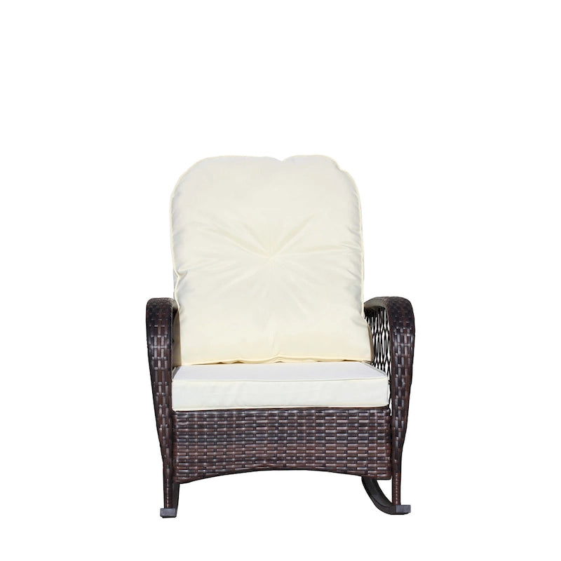 Fauteuil à bascule d'extérieur en osier avec siège large, fauteuil en rotin tout temps pour piscine, jardin, véranda, arrière-cour