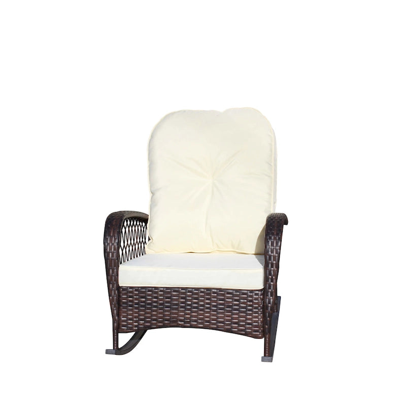 Fauteuil à bascule d'extérieur en osier avec siège large, fauteuil en rotin tout temps pour piscine, jardin, véranda, arrière-cour