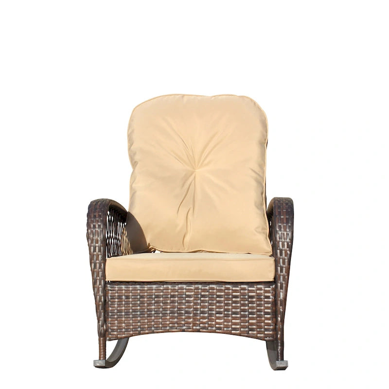 Fauteuil à bascule d'extérieur en osier avec siège large, fauteuil en rotin tout temps pour piscine, jardin, véranda, arrière-cour