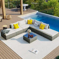 Ensemble de canapés modulaires d'extérieur 8 places en osier avec table basse