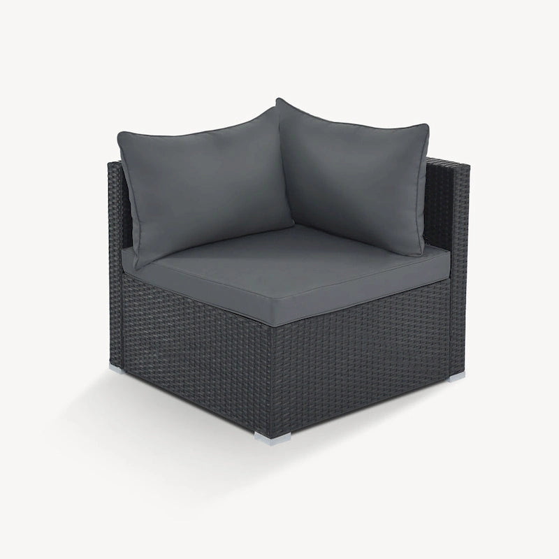 Ensemble de canapés modulaires d'extérieur 8 places en osier avec table basse