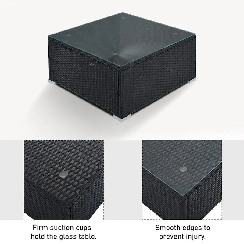 Ensemble de canapés modulaires d'extérieur 8 places en osier avec table basse