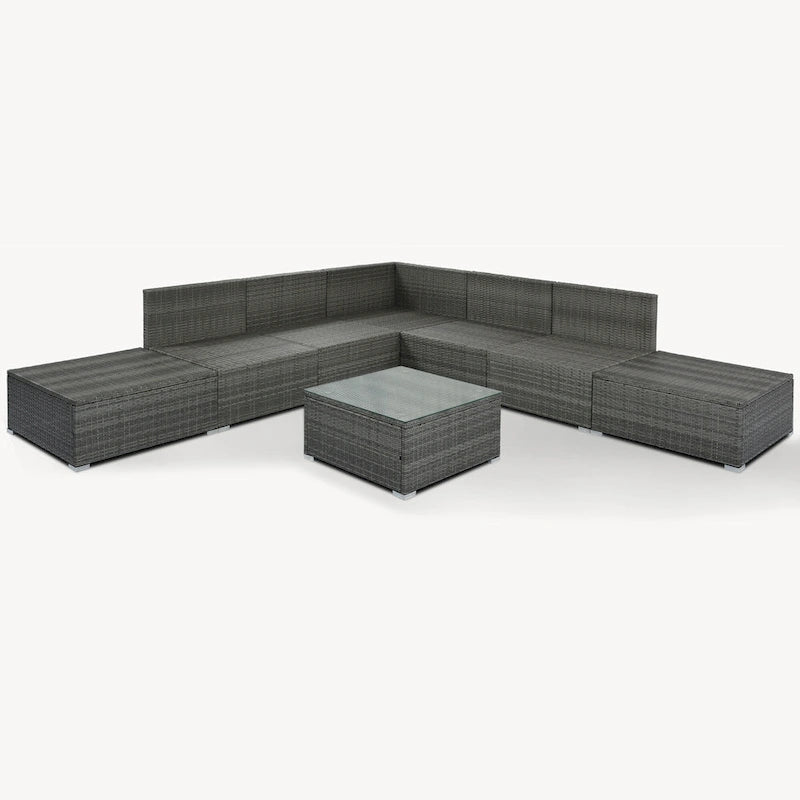 Ensemble de canapés modulaires d'extérieur 8 places en osier avec table basse