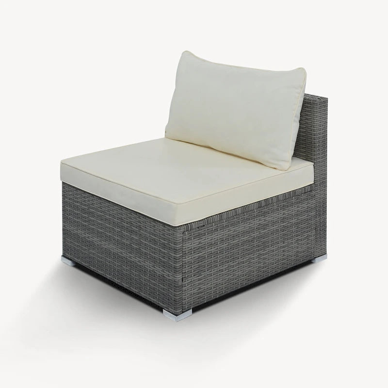 Ensemble de canapés modulaires d'extérieur 8 places en osier avec table basse
