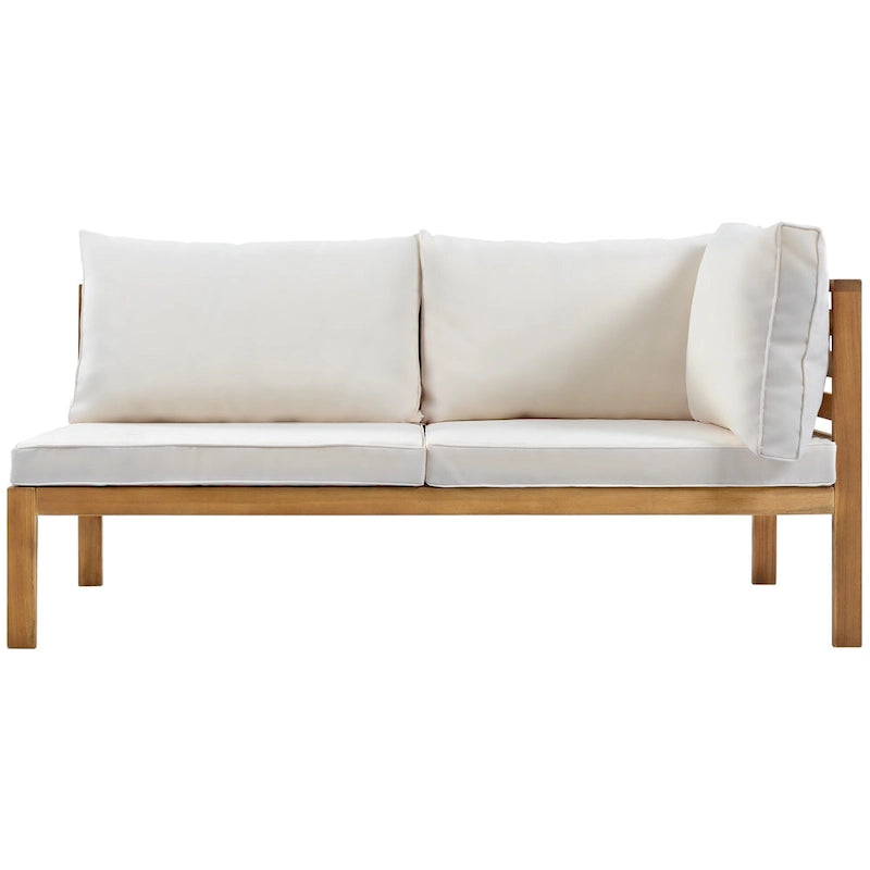 Canapé d'angle en bois d'acacia 4 pièces avec table