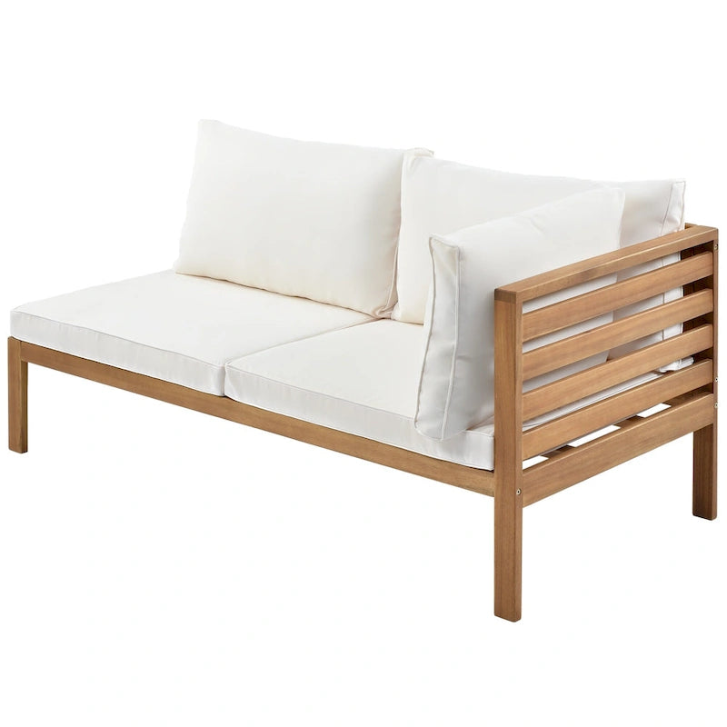 Canapé d'angle en bois d'acacia 4 pièces avec table