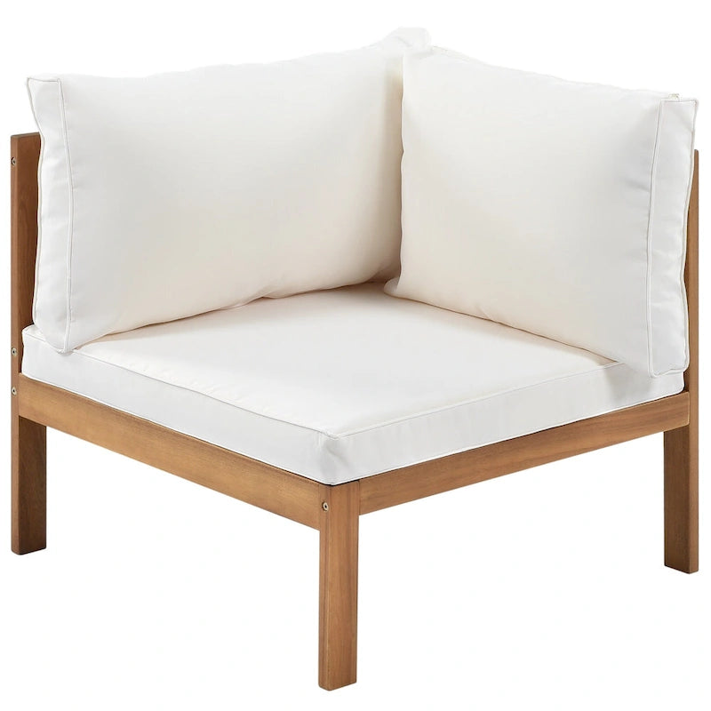 Canapé d'angle en bois d'acacia 4 pièces avec table