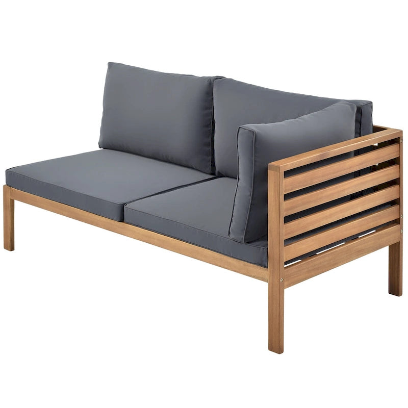 Canapé d'angle en bois d'acacia 4 pièces avec table