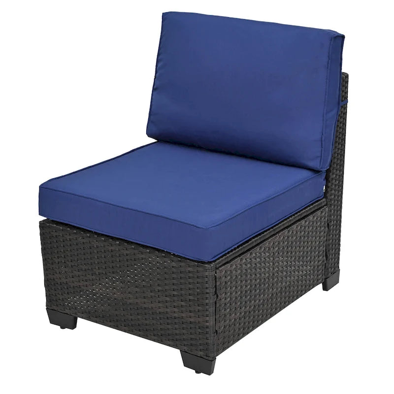 Ensemble de canapé d'angle en rotin 10 pièces avec table de rangement et coussins imperméables